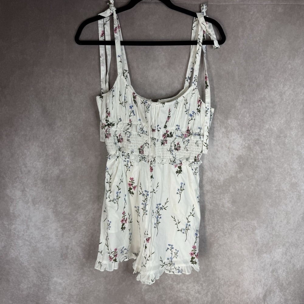 For‎ Love & Lemons Tableau Cottagecore Milkmaid Prairie Floral Romper In White S